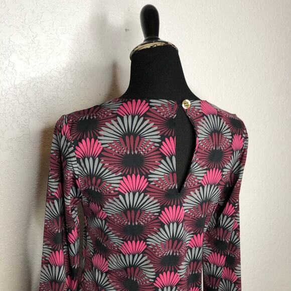 Tracy Negoshian Shelby Layered Flowers black pink gray shift dress Medium NWT - Picture 10 of 14